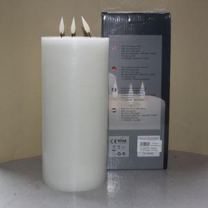 1 SimuFlame LED kaars met 3 vlammen White 15 x 33 cm        