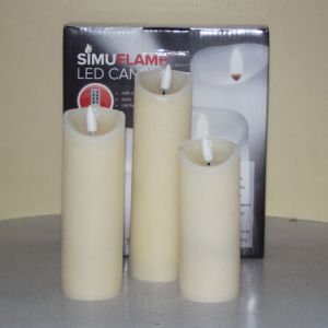 3 SimuFlame LED kaarsen Ivory Aged 5.0 x 12.5+15+17.5cm     