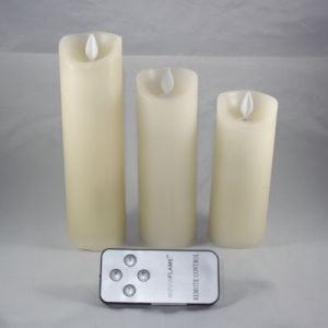 3 Kaarsen LED 2xAA ivory 5x12+14.5+17cm                     