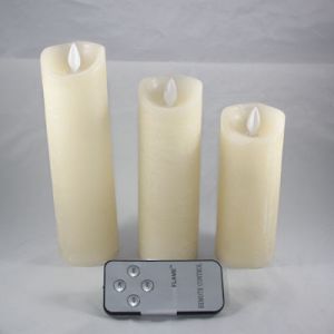 3 Kaarsen LED 2xAA ivory aged 5x12+14.5+17cm                