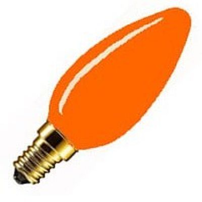 25 E14 Oranje Gloeilamp kaars 25 watt mat oranje fitting: E14 makkelijk te bestellen bij Elektrasuper.nl